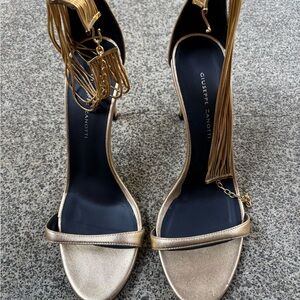 Giuseppe Zanotti Metallic Gold Fringe High-Heel Sandals